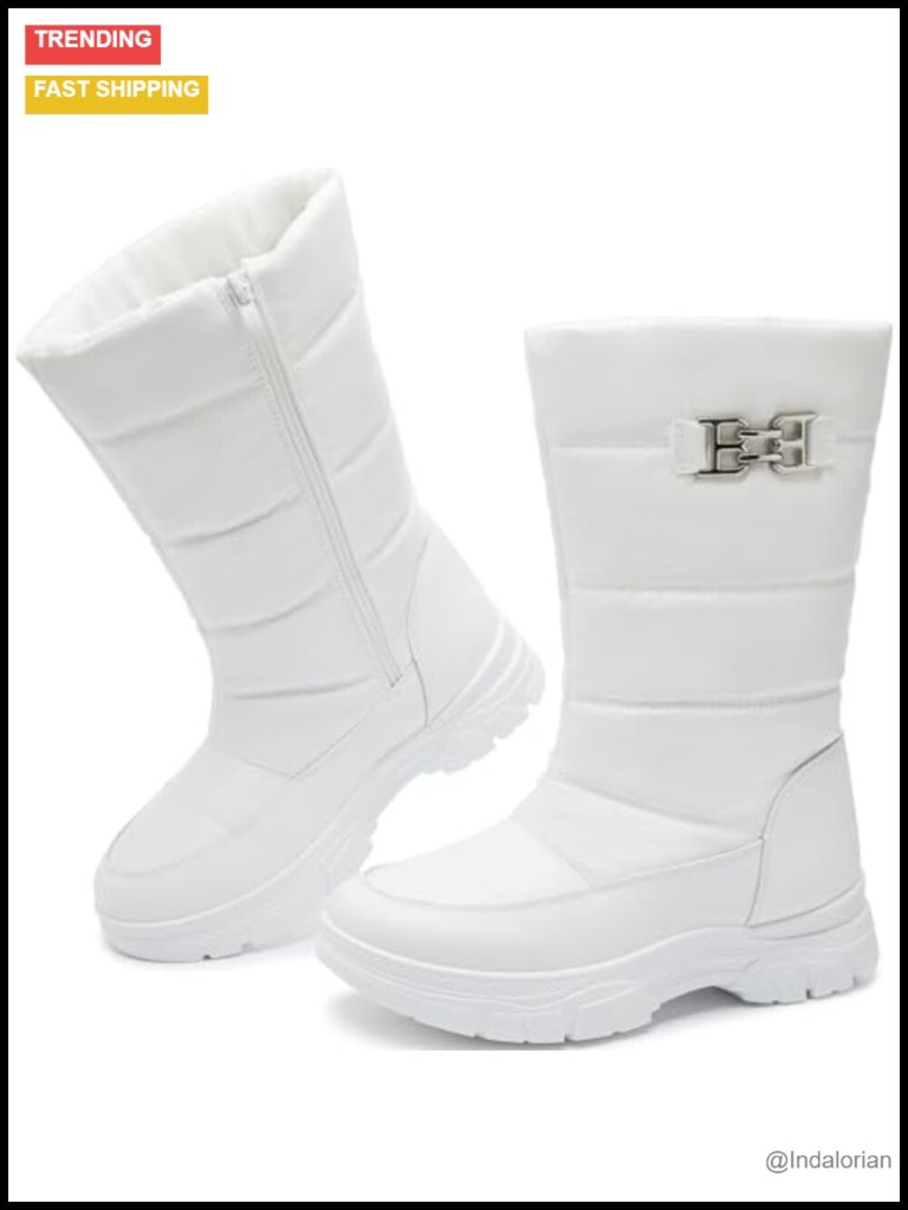 Mid Calf Snow Boots with Faux Fur Lining Side Zipper Non-Slip Winter Boots